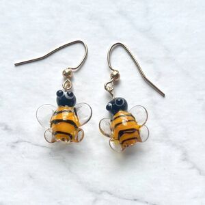 Glass Bumblebees Charm Earrings